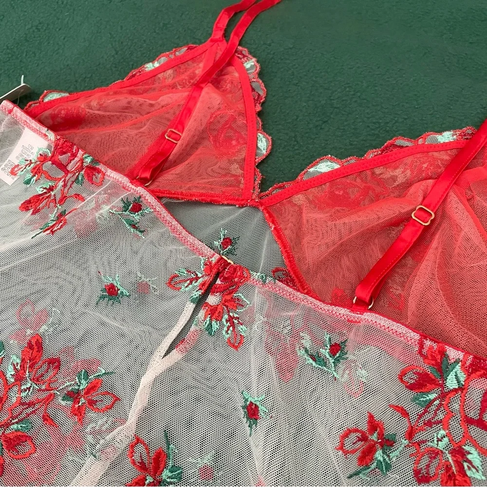 Victoria's Secret Floral Embroidery Sheer Mesh Slip - Picture 8 of 16